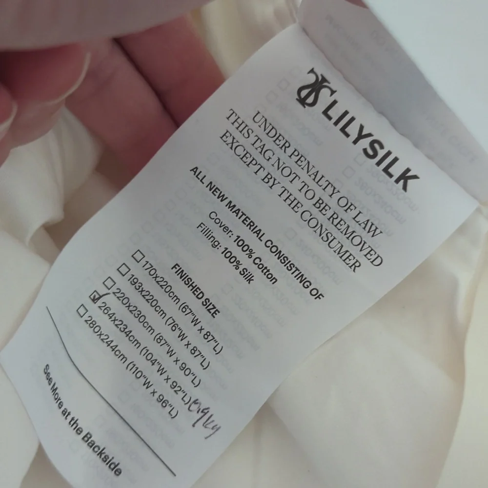 LilySilk 100% Silk Duvet/Comforter, White, for Four Season Machine Washable King